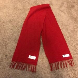 Merino Lambswool Luxury Plain Scarlet Red Scarf - Unisex - Made in England